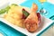 Roast chicken drumstick with mashed potato