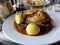 Roast duck with knodels to Prague in Czech Republic.