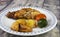 Roast guinea fowl with potatoes and Cremona mustard