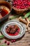 Roast venison with cranberry sauce with rosemary