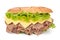 Roasted beef, cheese and lettuce sandwich