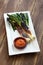 Roasted calcots with romesco sauce for dipping