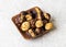 Roasted chestnut on wooden plate