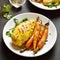 Roasted chicken breast with carrots