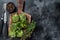 Roasted chickpeas veggie vegetable falafel patty on a wooden board. Black background. Top view. Copy space