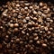 Roasted coffee beans backgound, copy space, top view. Cappuccino, dark espresso, aroma black caffeine drink, ingredient