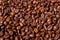 Roasted coffee beans close-up macro photo