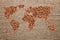 Roasted coffee beans earth map