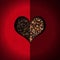 Roasted Coffee Beans inside a Heart Shape