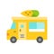 Roasted corn truck vector, Food truck flat style icon