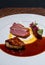 Roasted duck breast,  seared foie gras with red wine sauce- fine dining