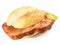 Roasted Fine Meatloaf Slices in a Bread Roll on white Background - Isolated