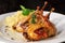 Roasted or fried quail with herbs and tagliatelle