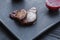 Roasted goose liver fois gras with sauce, restaurant food