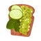 Roasted Multigrain Bread with Avocado Paste and Cucumber Vector Illustration