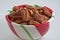 Roasted Pecans in a Christmas Bowl