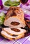 Roasted pork loin stuffed with prune