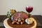Roasted Prime Rib Steak with buttered artichoke, rosemary roasted small red potatoes