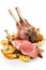 Roasted rack of lamb chops with rosemary potatoes