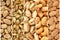 Roasted and salted nuts and seeds collage - peanuts, pumpkin seeds, pistachio nuts, cashew nuts, almonds