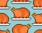 Roasted Turkey pixel art pattern seamless. pixelated Roast background. 8 bit vector texture