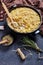 Roasted turkey tetrazzini in a black dish