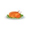 Roasted turkey, traditional Christmas food vector Illustration on a white background
