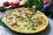 Roasted vegetable pie. Delicious vegetarian quiche