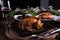 Roasted whole chicken / turkey for celebration and holiday. Christmas, thanksgiving, new year\'s eve dinner