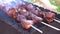 Roasting meat barbecue on the grill