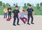 Robber arrest flat color vector illustration