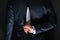 Robber with big knife - a killer person with sharp knife about t