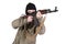 Robber with kalashnikov isolated