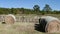 Robber`s Cave State Park stables, hay, horses and rustic fence