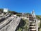Robberg Beach,  wooden stairs going up rocks