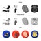 Robbery attack, fingerprint, police officer badge, pickpockets.Crime set collection icons in black, flat, monochrome