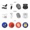 Robbery attack, fingerprint, police officer badge, pickpockets.Crime set collection icons in black,flat,outline style