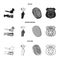 Robbery attack, fingerprint, police officer badge, pickpockets.Crime set collection icons in black,monochrome,outline