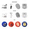 Robbery attack, fingerprint, police officer badge, pickpockets.Crime set collection icons in flat,outline,monochrome