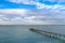 Robe Jetty with blue sky and clouds in Robe, South Australia