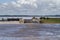 Robert S Kerr Reservoir lock and dam during flood