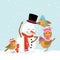 Robins and Snowman