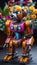Robo-Blossoms: Metallic Marvels Harmonize with Nature\\\'s Colorful and Vibrant Flowers