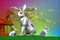 Robo Rabbit on colorful Natur Background