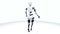 robot android woman walking. Sci-fi stylish robotic girl. Cute robot woman. CG animation.