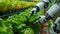 Robot arm machine harvesting hydroponic lettuce