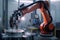 robot arm picks up and assembles parts of robotic arm in factory