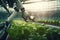 Robot arm watering vegetables Hydroponics Smart Farming with Ai Generated