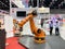 Robot arm working show it to customers