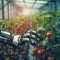 Robot arms in agricultural industry robotics solutions technology revolution, Smart virtual control, AI generated